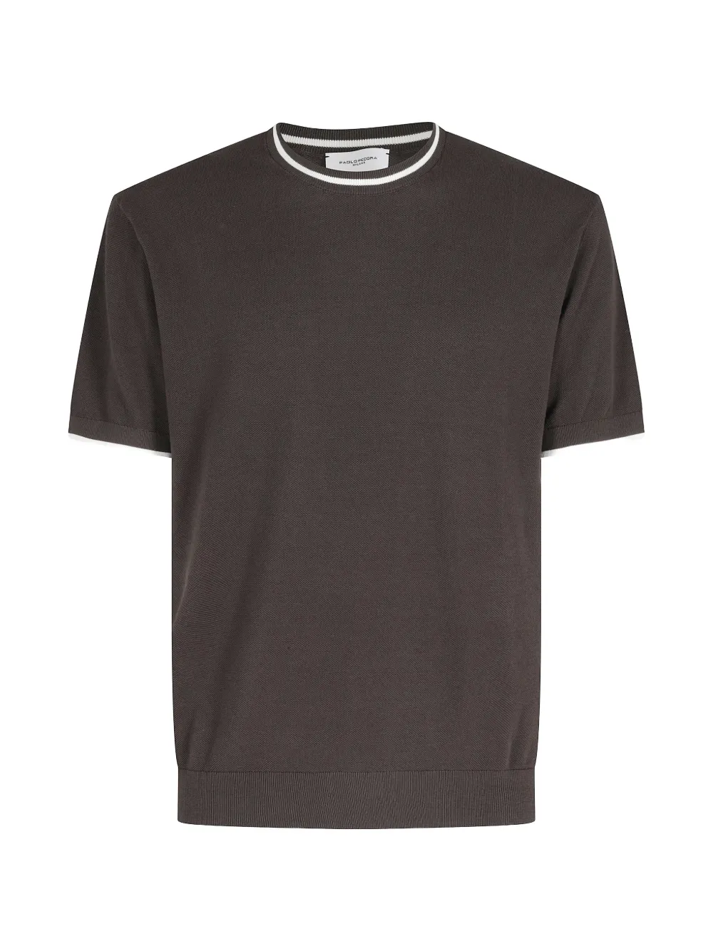 Paolo Pecora stripe-trim short-sleeve sweater - Braun