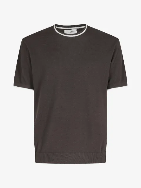 Paolo Pecora stripe-trim short-sleeve sweater