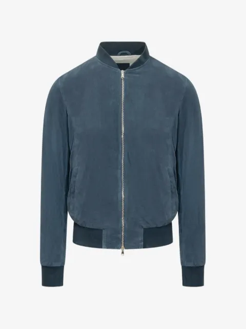 Barba zip-up suede jacket