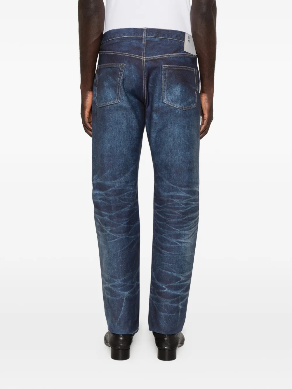 Junya Watanabe MAN Jeans met riemlussen en zak Blauw