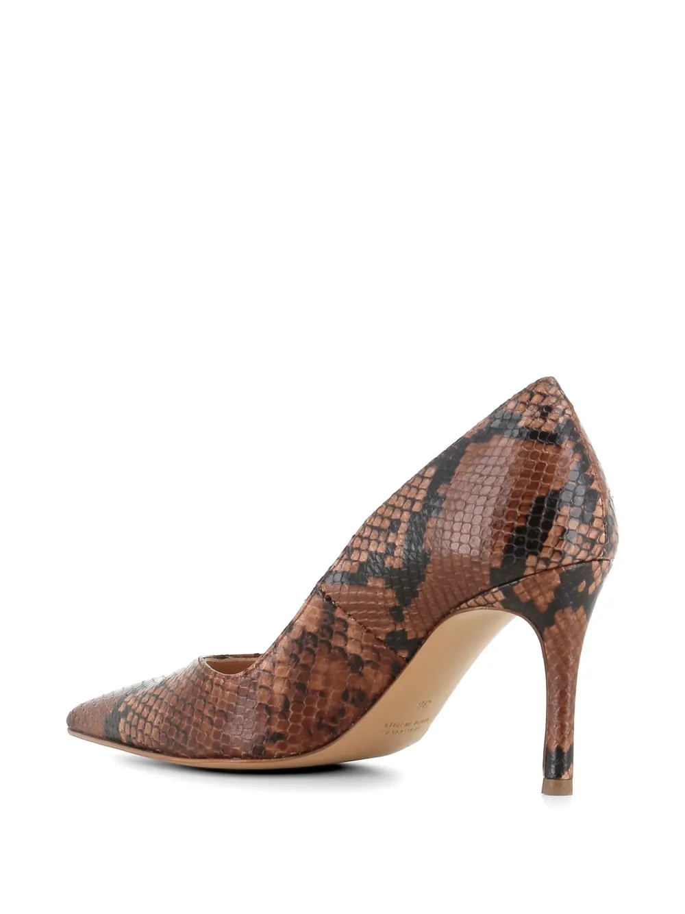 Tassinari Jarina pumps met slangenleer-effect en puntige neus Bruin