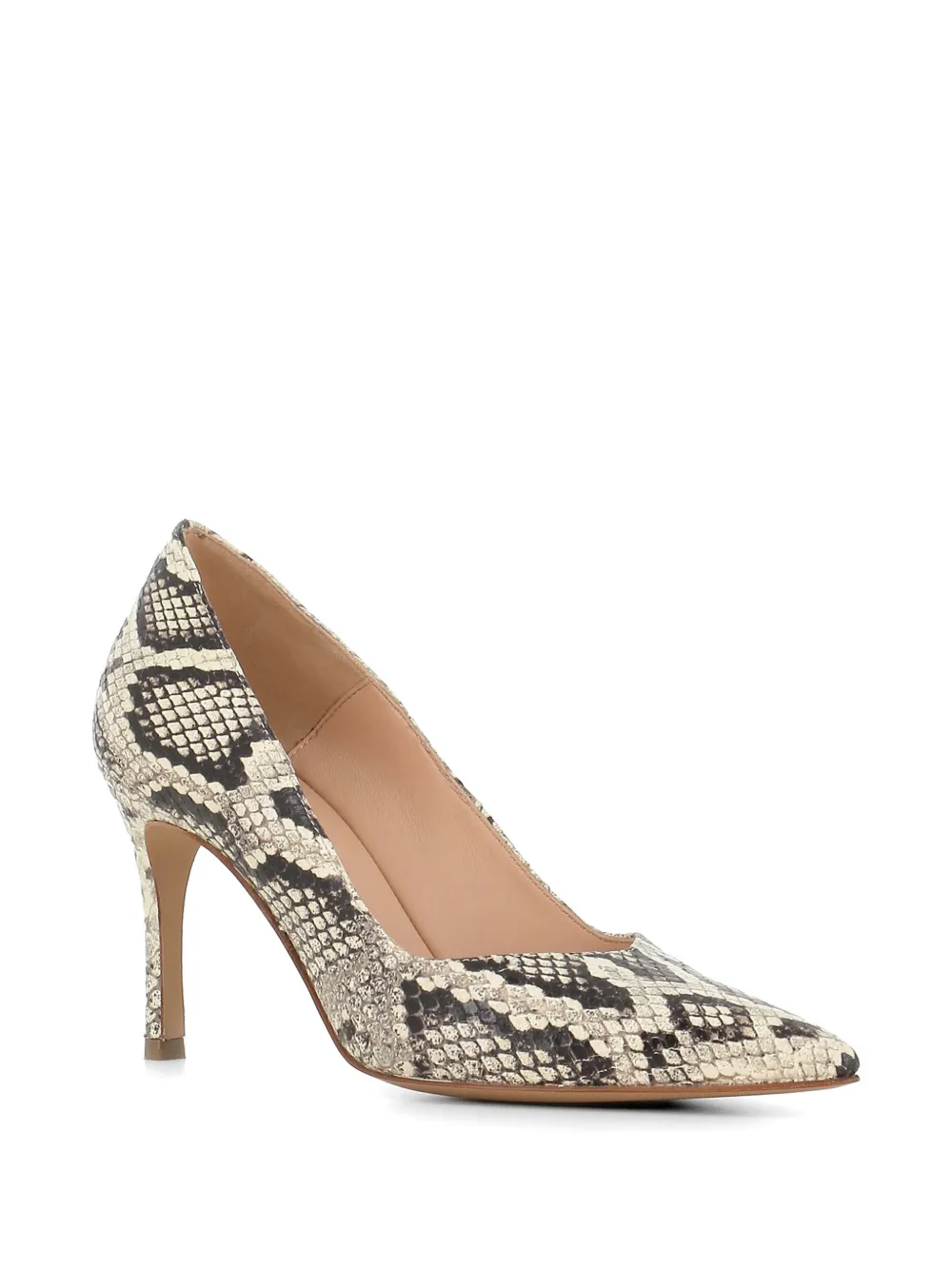 Tassinari Jarina pumps met slangenleer-effect en puntige neus Beige