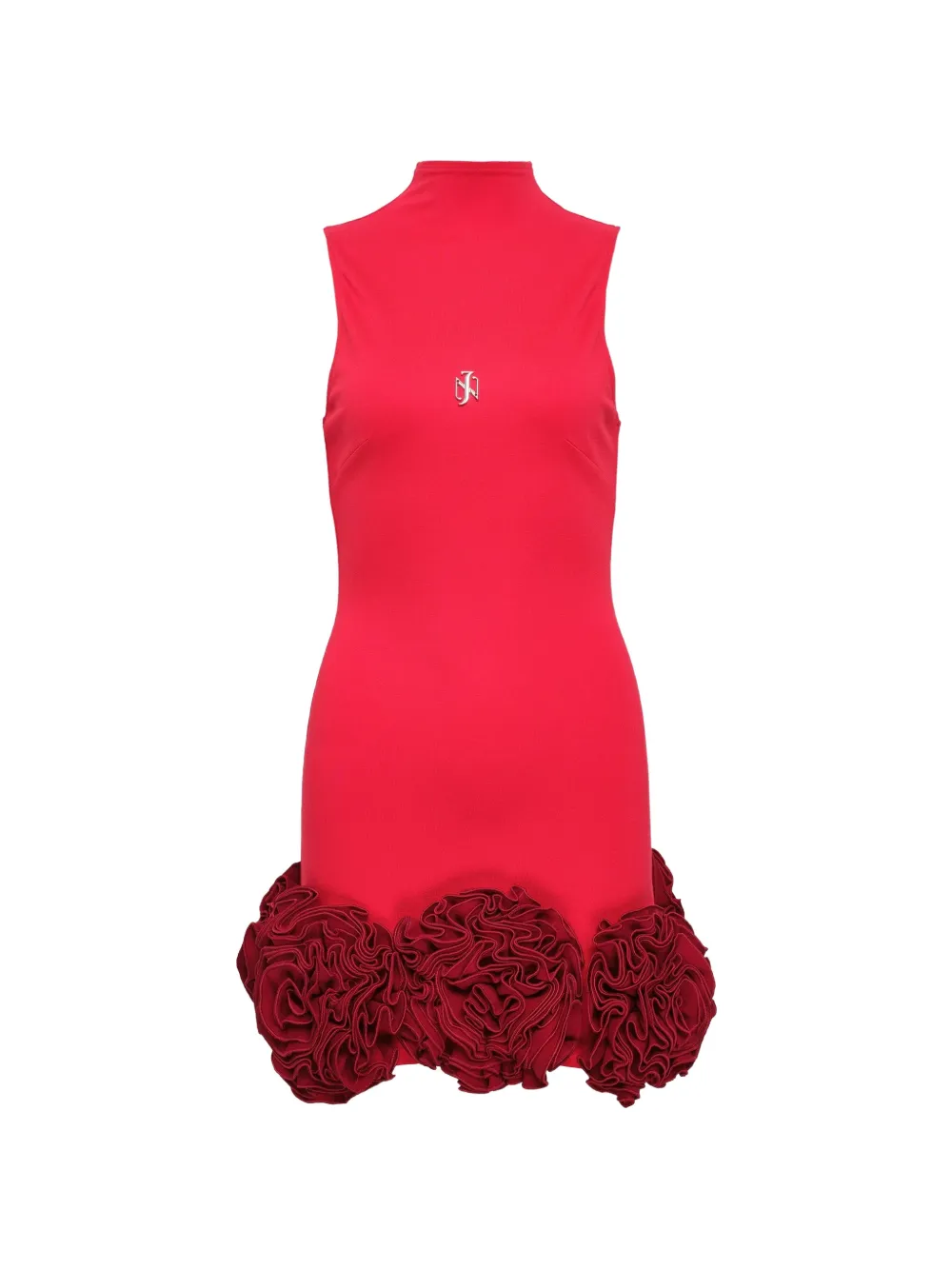 KENZIE KLAMBIE ruffled-hem sleeveless mini dress - Rosso
