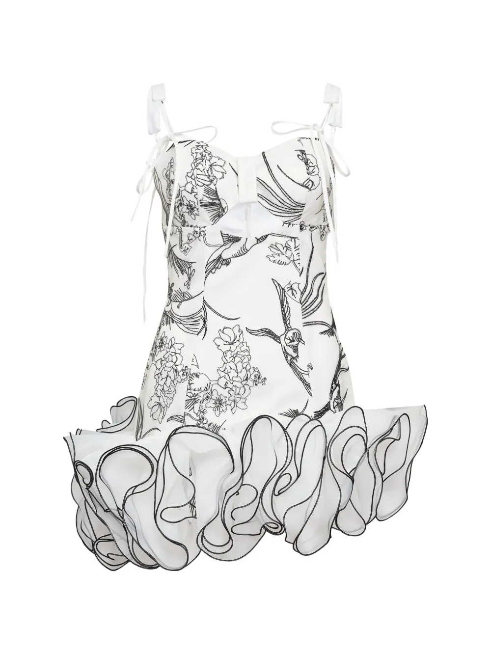 KENZIE KLAMBIE floral-print ruffled mini dress - Weiß