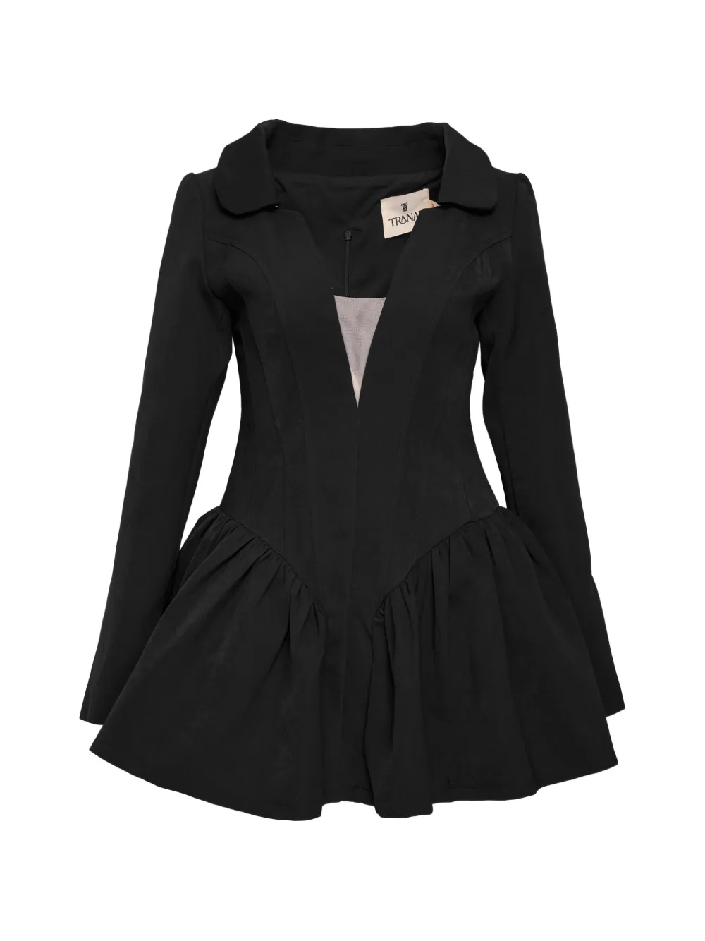KENZIE KLAMBIE long-sleeve gathered-skirt mini dress - Nero