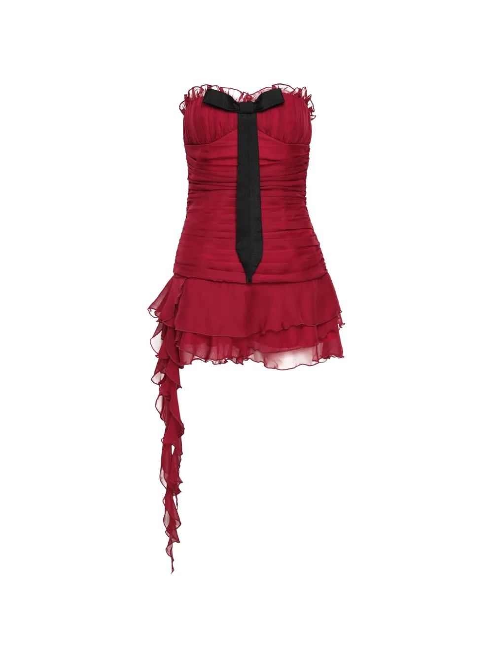 KENZIE KLAMBIE ruched ruffled mini dress - Rosso