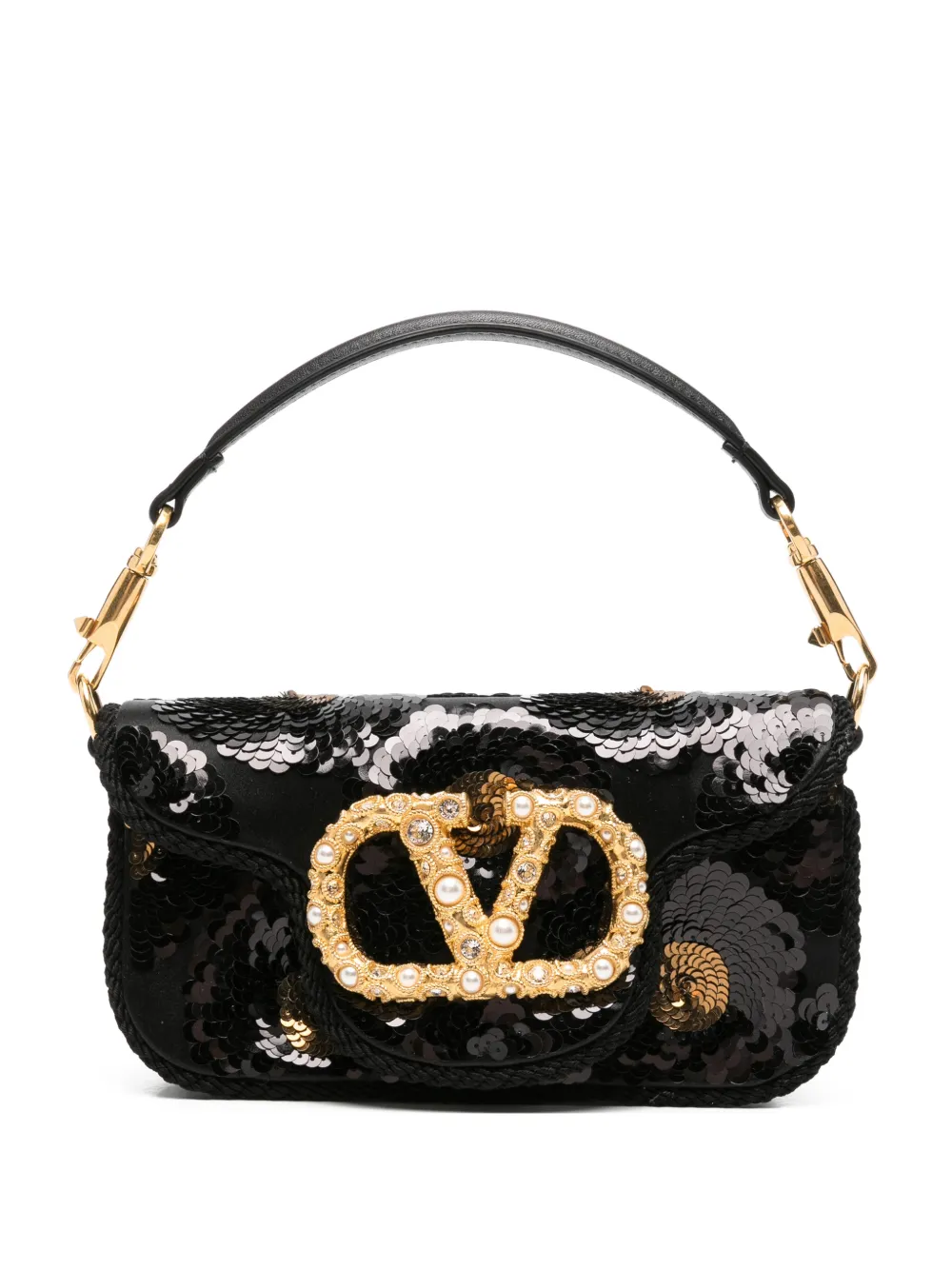 Valentino Garavani Pre-Owned Locò Schultertasche mit Pailletten - Schwarz