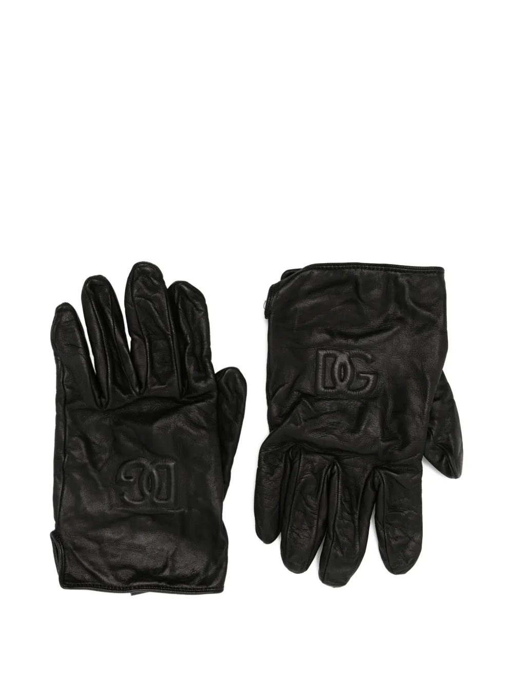 Dolce & Gabbana Pre-Owned leather logo-embossed gloves - Nero