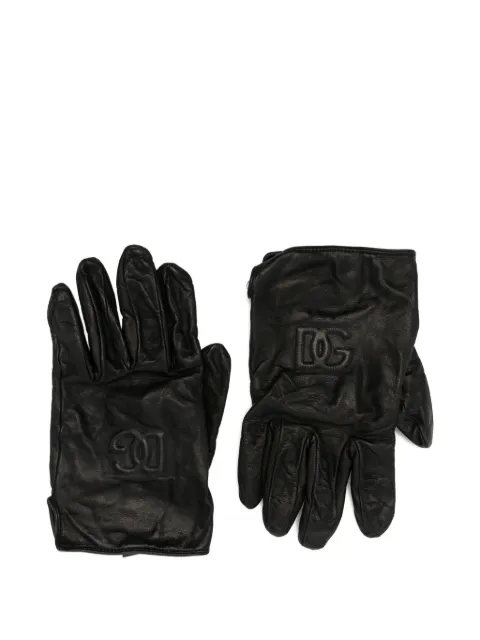 Dolce & Gabbana Pre-Owned leather logo-embossed gloves