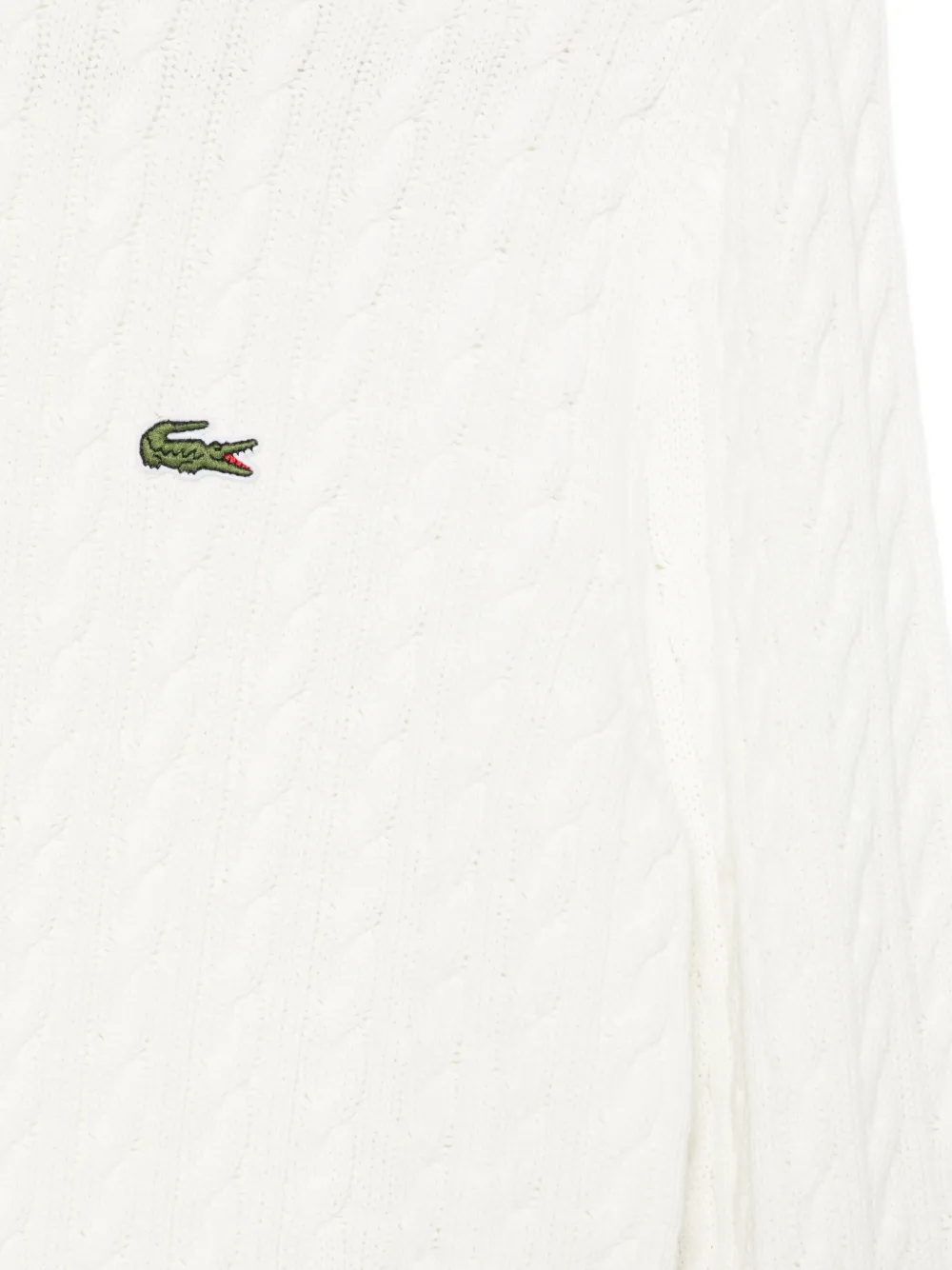 Lacoste Kabelgebreide trui met logopatch Wit