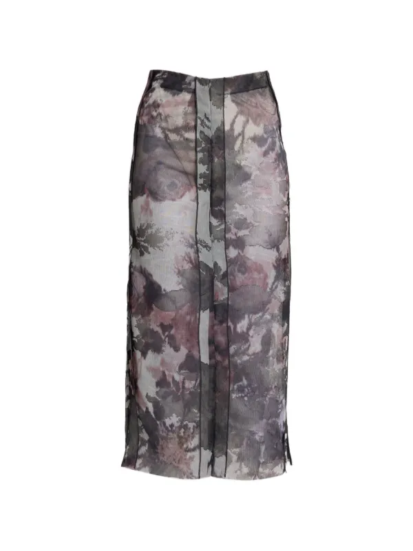 Erdem Floral-print Jacquard Skirt in Grey
