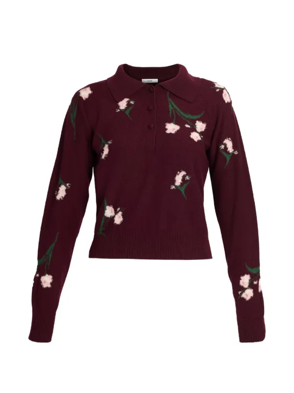 Erdem Floral-knit Polo Shirt in Red