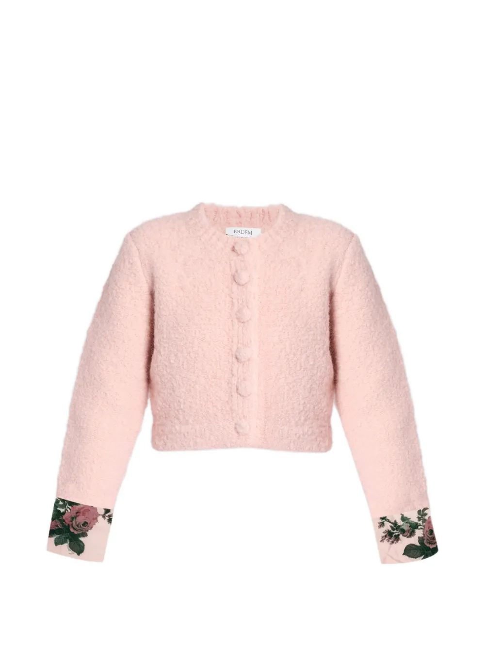 ERDEM bouclé floral-detail cardigan - Rosa