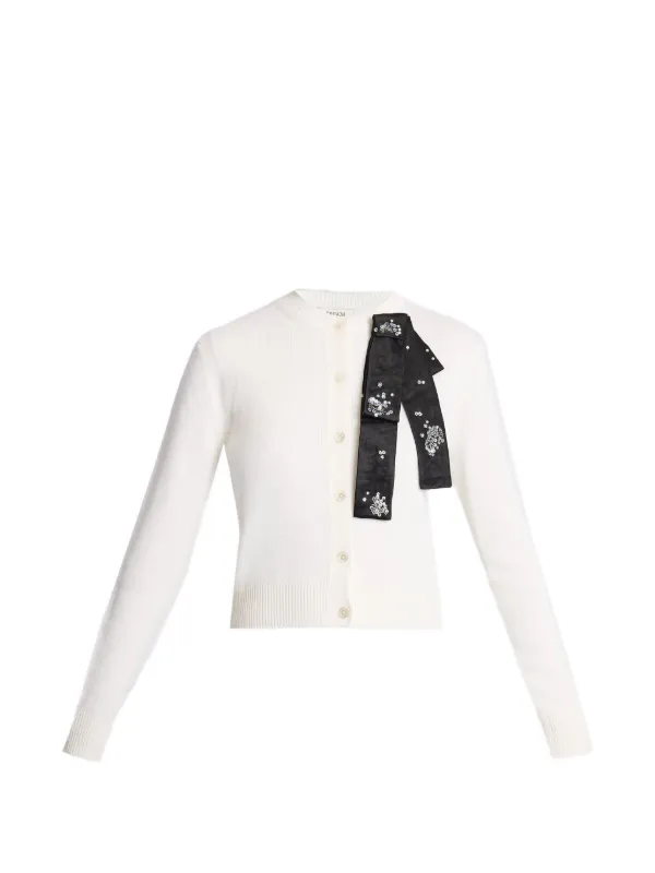 Erdem Embellished Wool Cardigan in White
