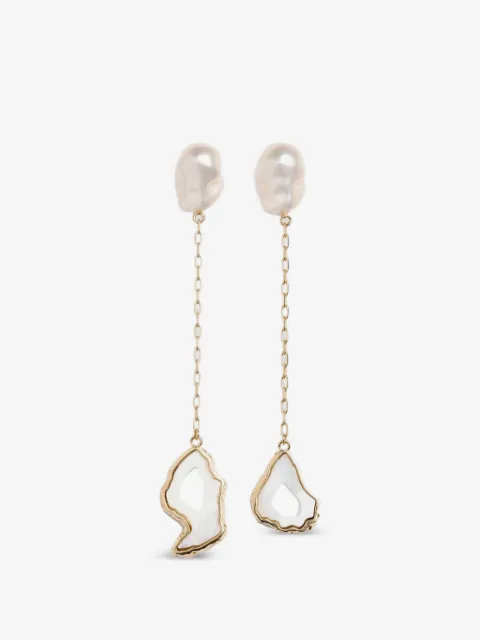 ERDEM pearl-embellished stone drop earrings