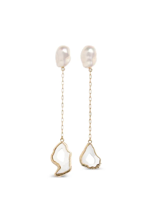 Erdem Pearl-embellished Stone Drop Earrings in Gold