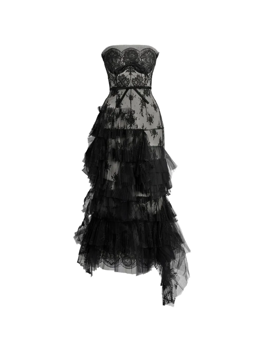 ERDEM pleated lace-trimmed bustier midi dress