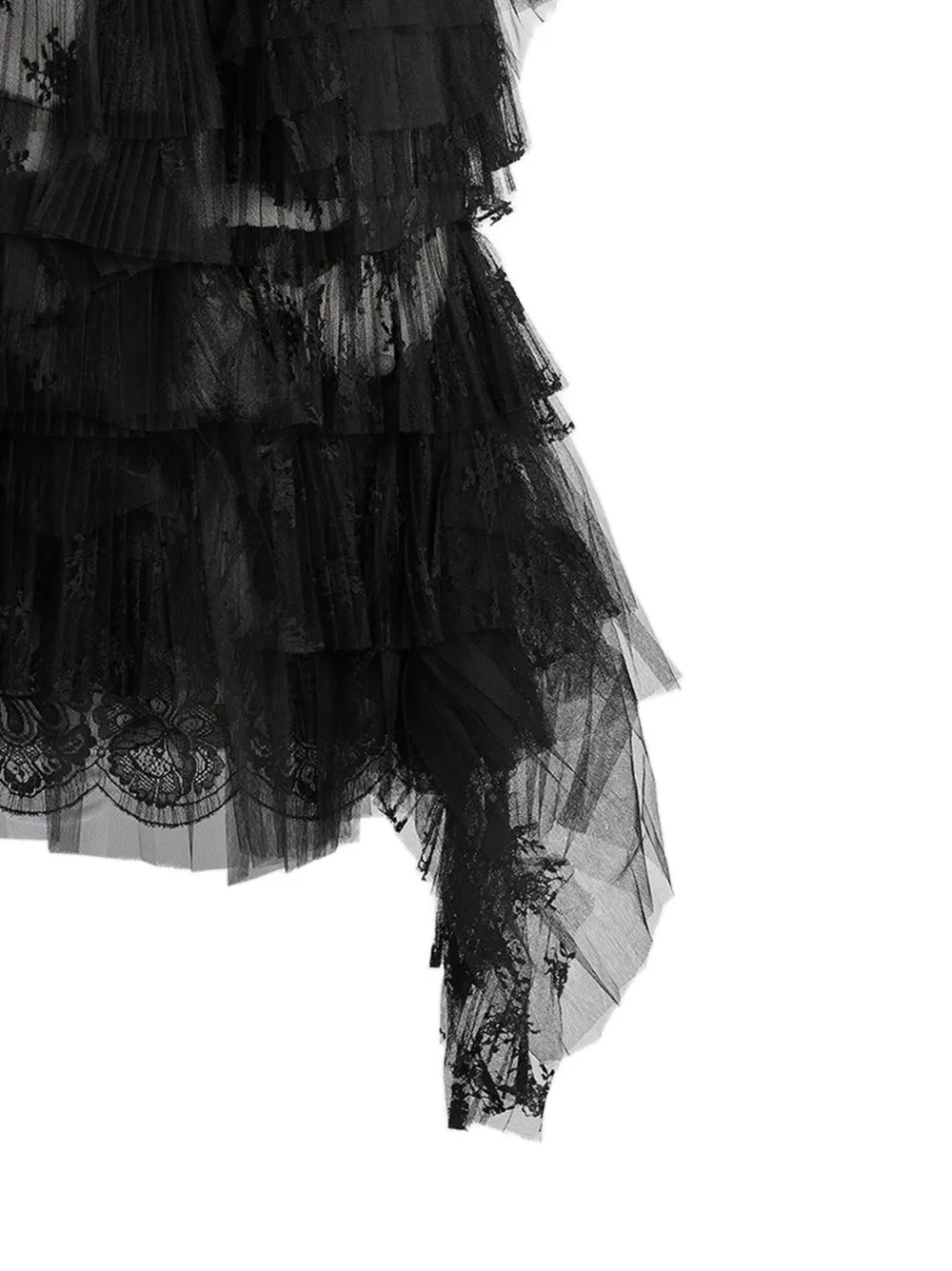 ERDEM pleated lace-trimmed bustier midi dress Zwart
