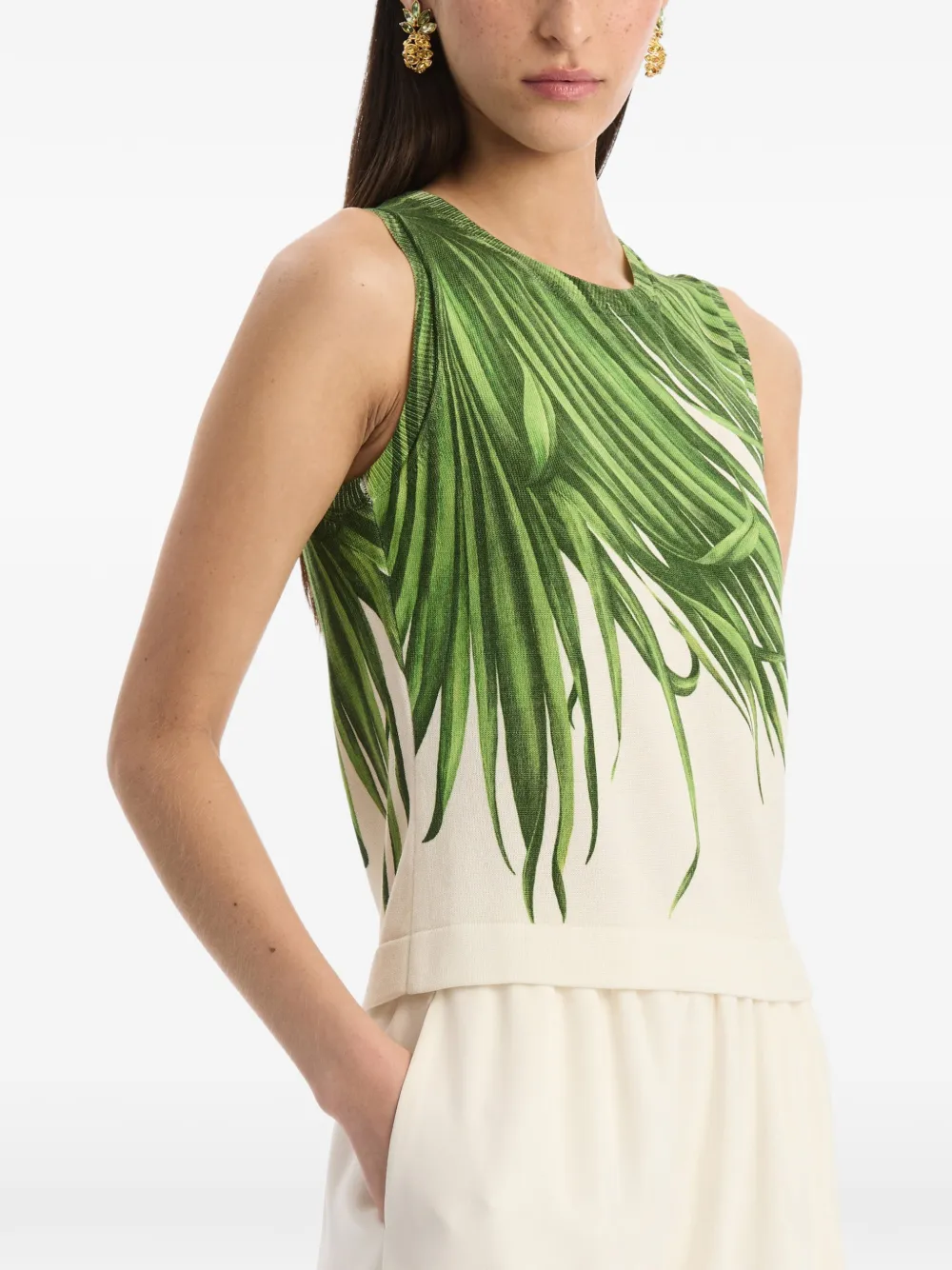 Oscar de la Renta Tanktop met palmbladeren Groen