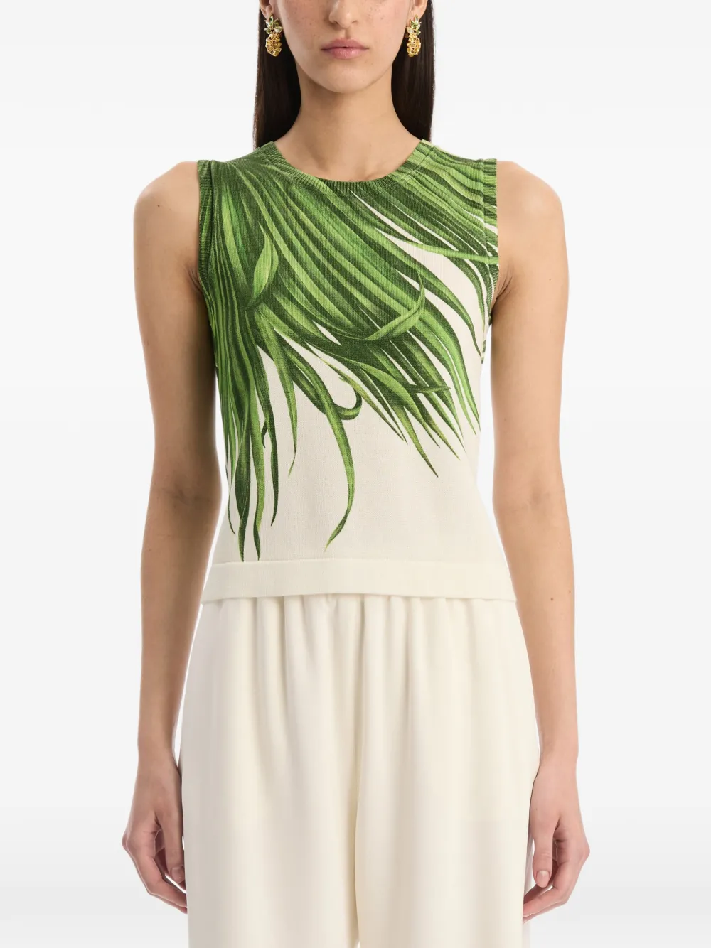 Oscar de la Renta Tanktop met palmbladeren Groen