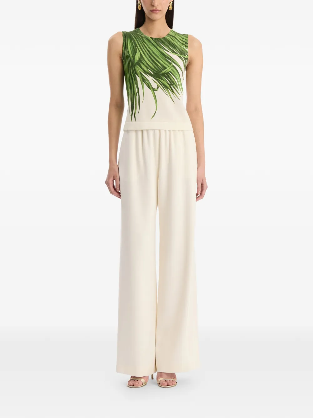 Oscar de la Renta Tanktop met palmbladeren Groen