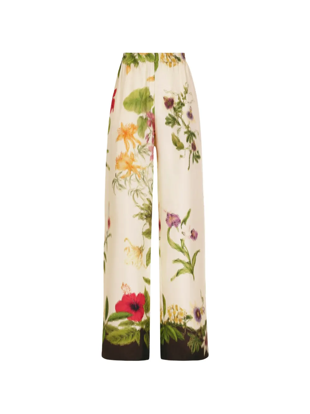 Oscar De La Renta Dominican Mixed-floral Wide Leg Pant In Multi
