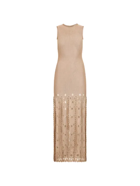 Oscar de la Renta Pineapple fringe metallic jersey dress