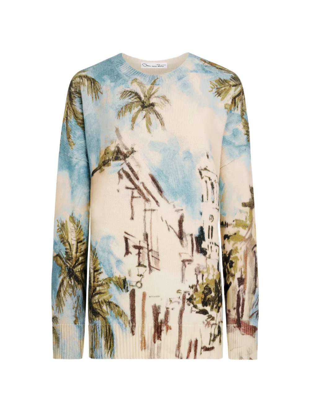 Oscar de la Renta Dominican-landscape oversized pullover - Neutrals