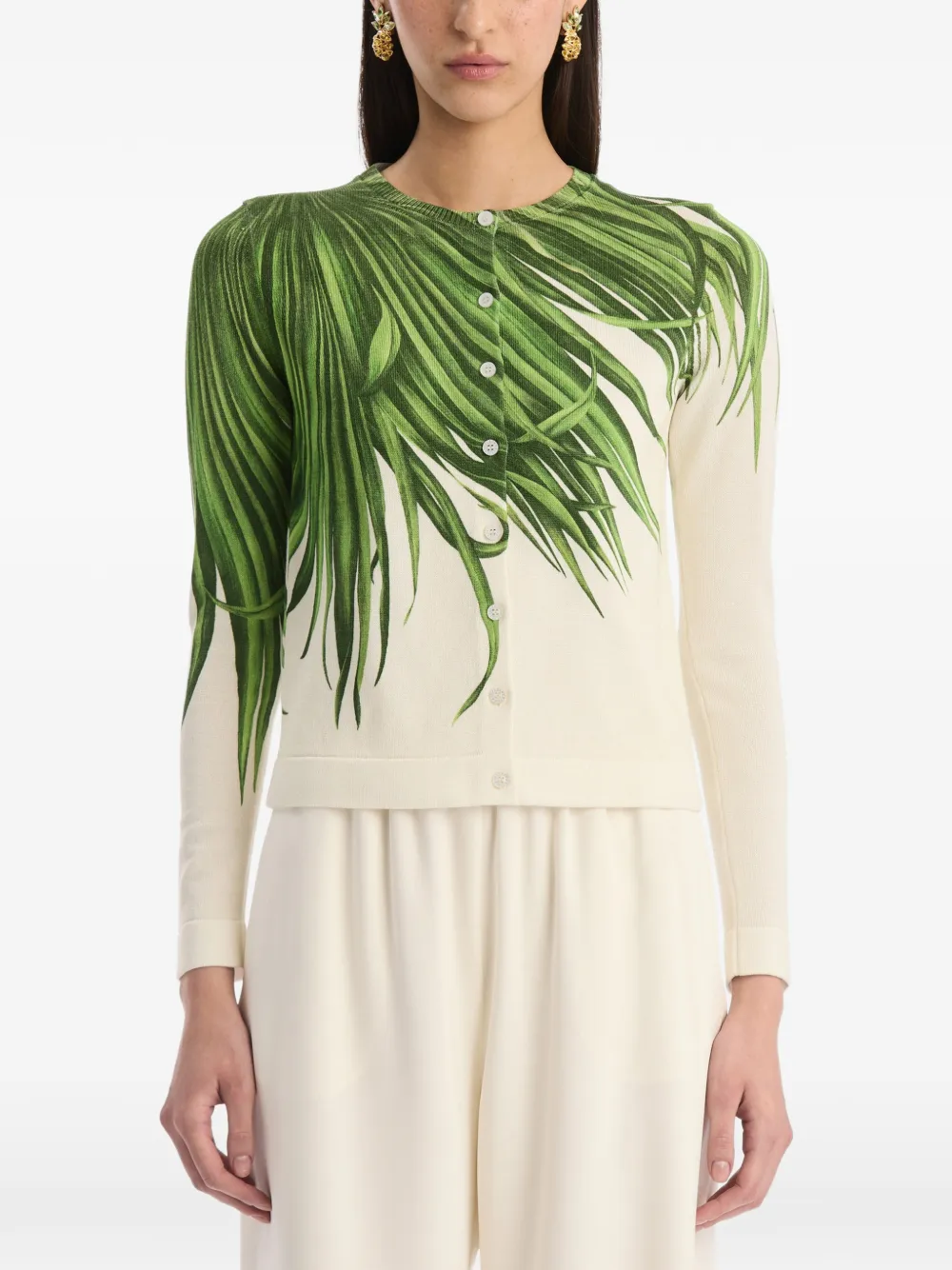 Oscar de la Renta Vest met palmbladeren Groen