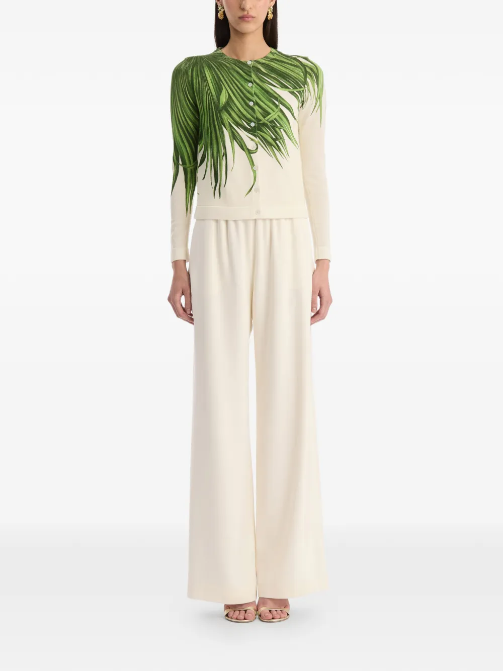 Oscar de la Renta Vest met palmbladeren Groen