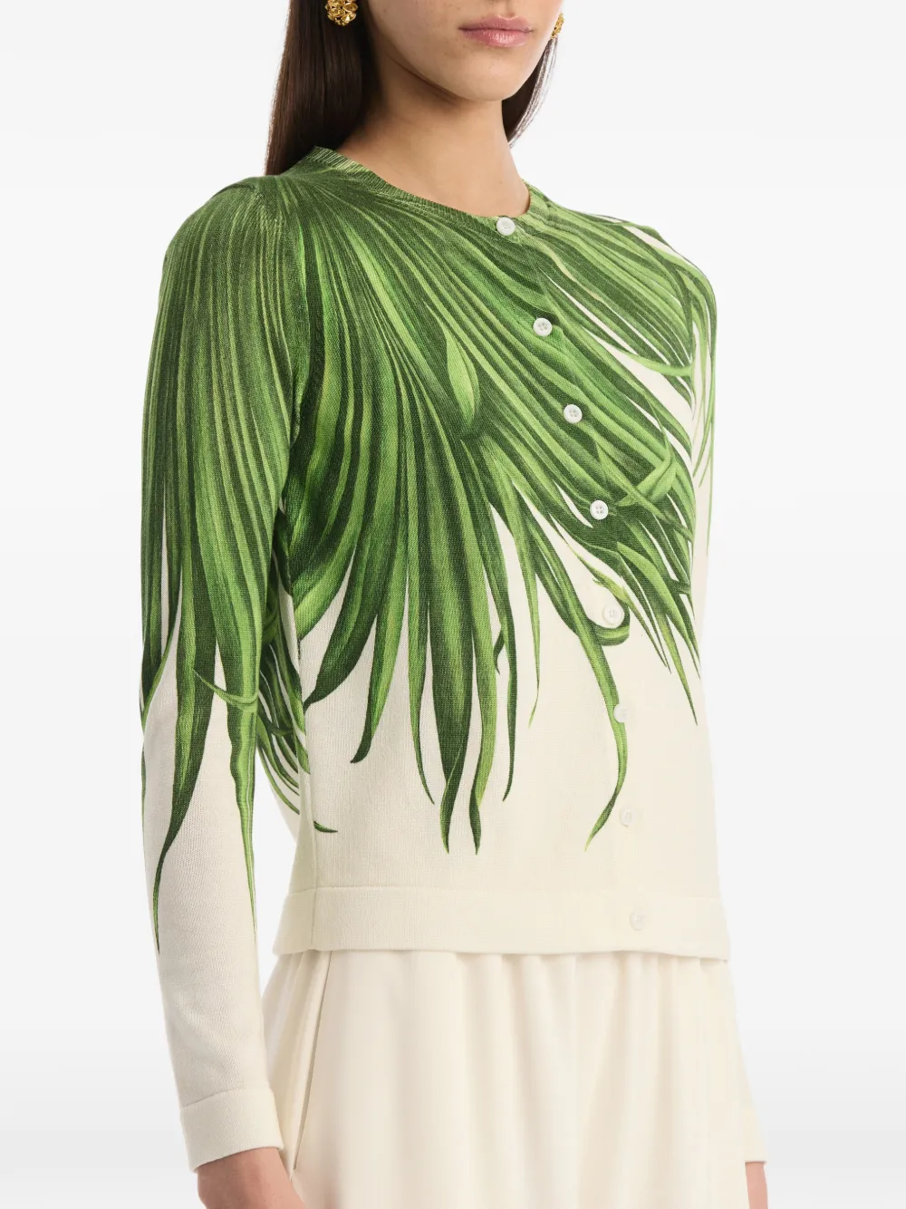 Oscar de la Renta Vest met palmbladeren Groen