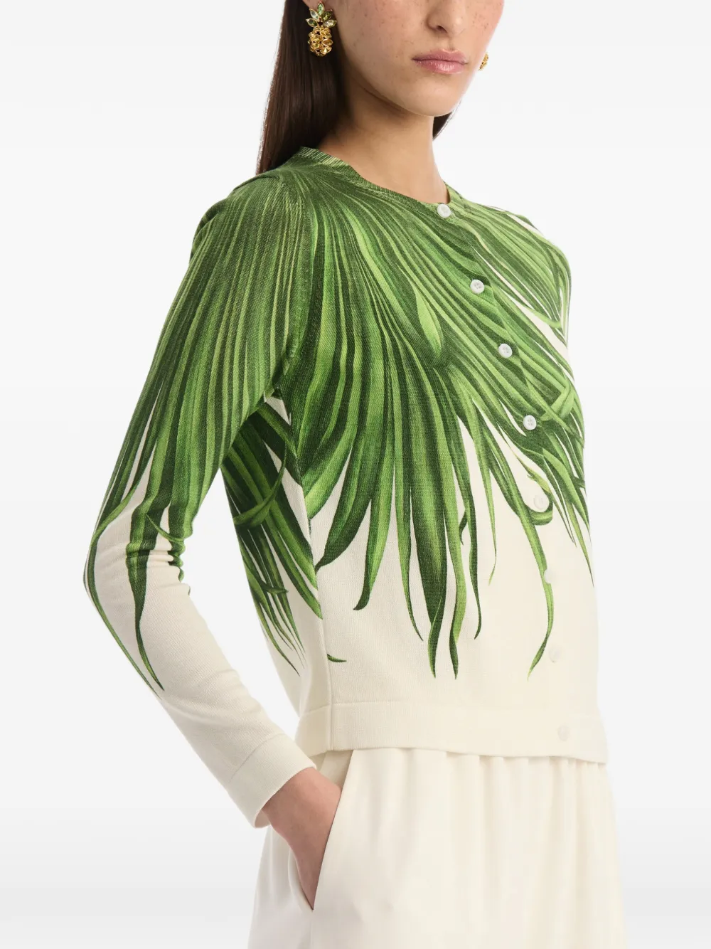 Oscar de la Renta Vest met palmbladeren Groen
