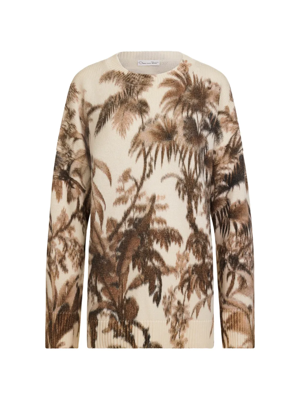 Oscar de la Renta Chiné palm leaves oversized pullover - Toni neutri
