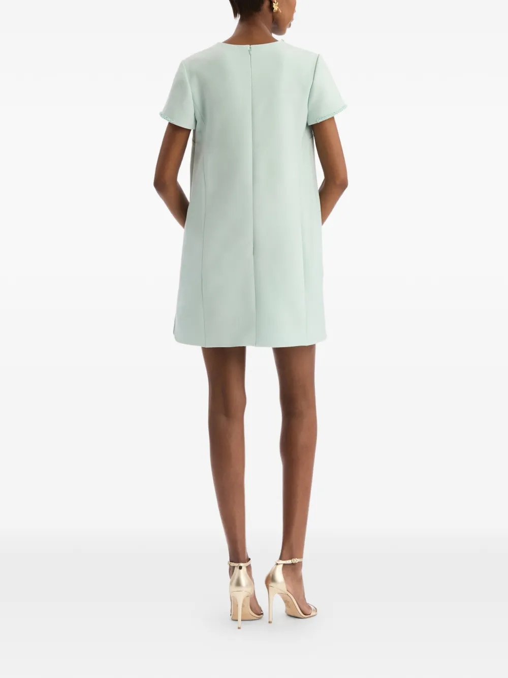 Oscar de la Renta Shiftjurk met kralen en strikdetail Groen