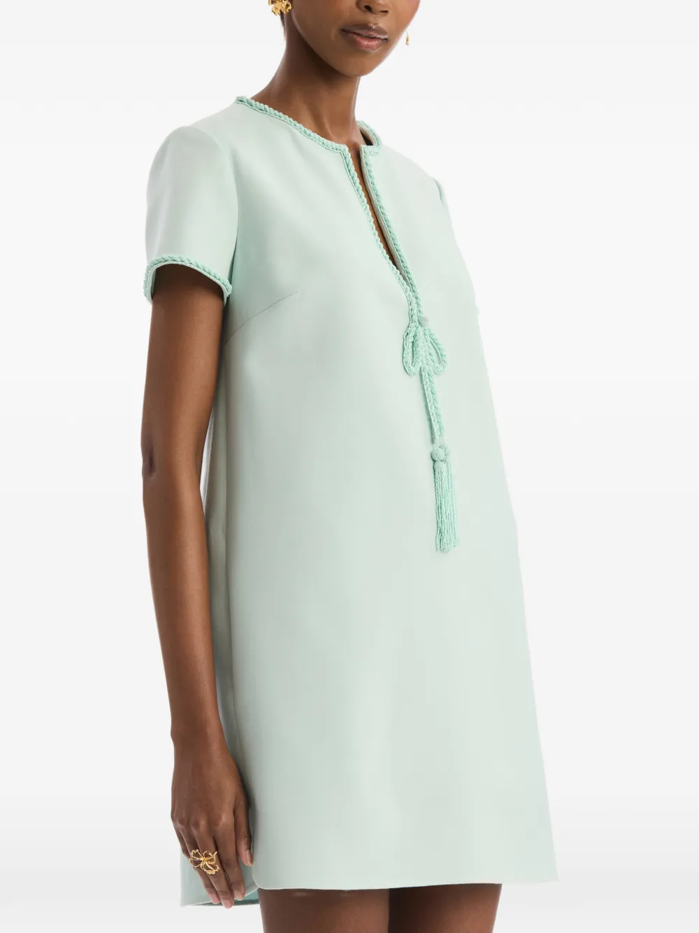 Oscar de la Renta Shiftjurk met kralen en strikdetail Groen