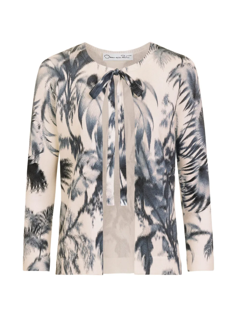 Oscar de la Renta chiné palm leaves cardigan - Toni neutri