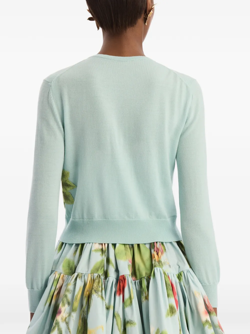 Oscar de la Renta Chiné vest met gemixte bloemen Blauw