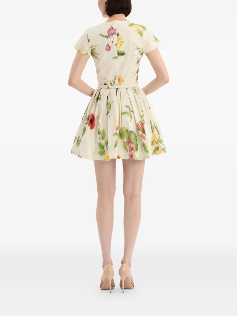 Oscar de la Renta Katoenen popeline jurk met bloemendetails Beige
