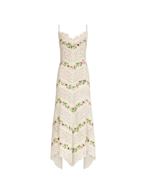 Oscar de la Renta chiné hibiscus striped cotton poplin dress