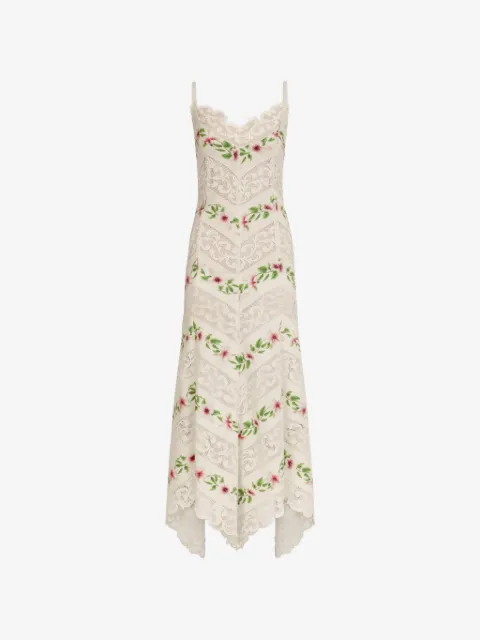 Oscar de la Renta robe chiné hibiscus rayé en popeline de coton