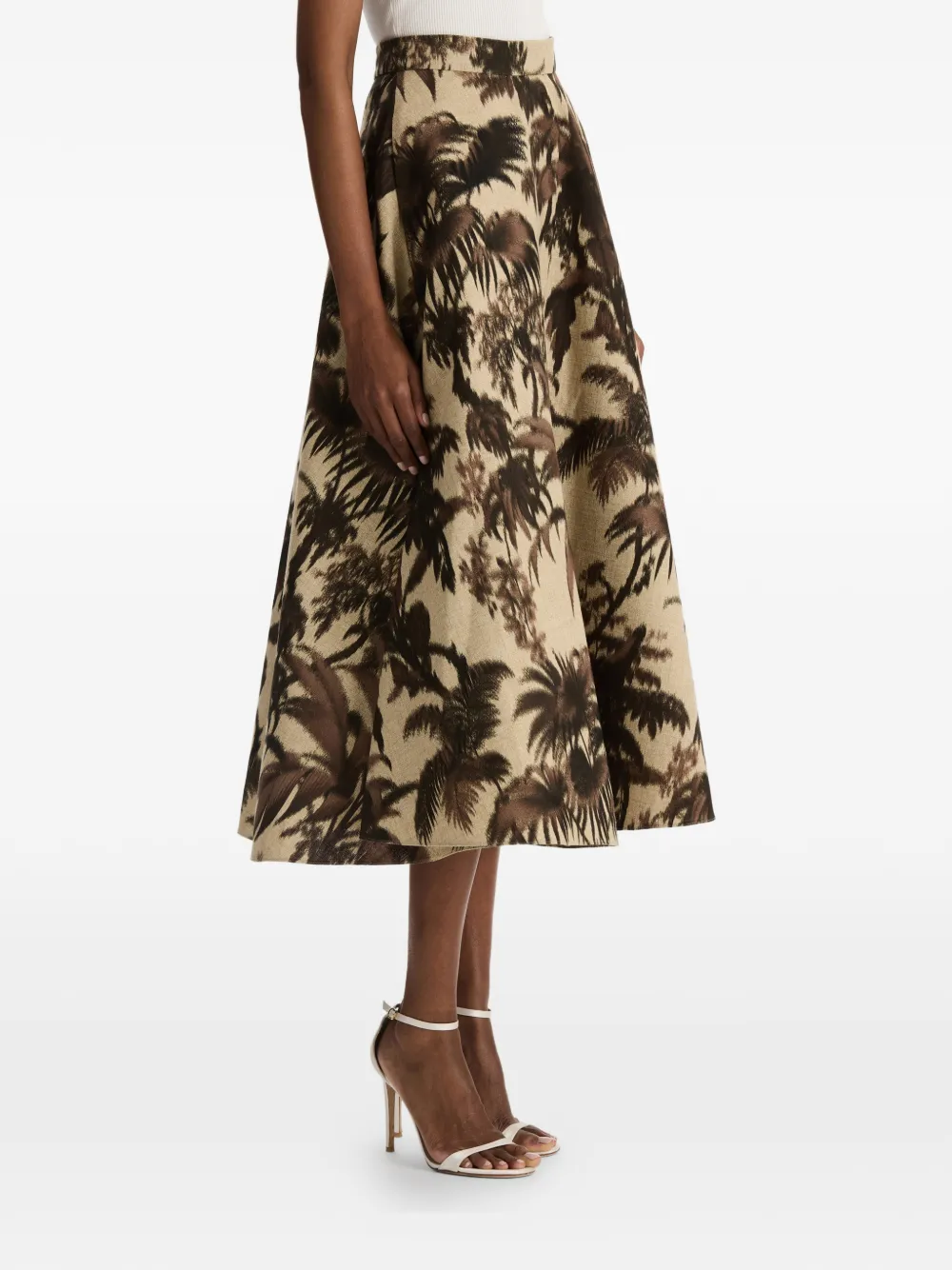 Oscar de la Renta Chiné rok met palmblad Beige