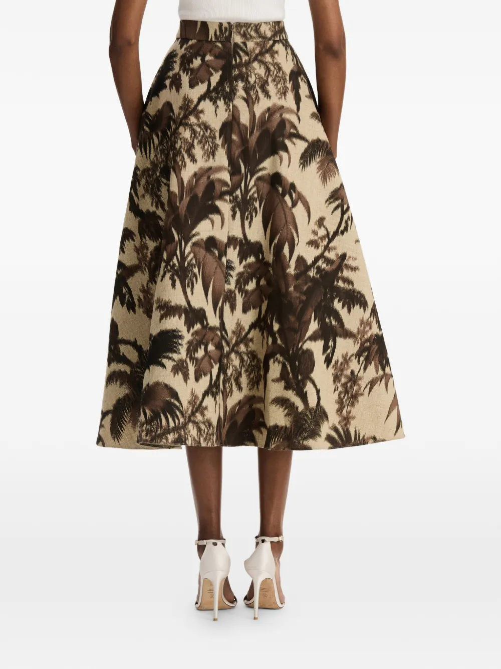 Oscar de la Renta Chiné rok met palmblad Beige