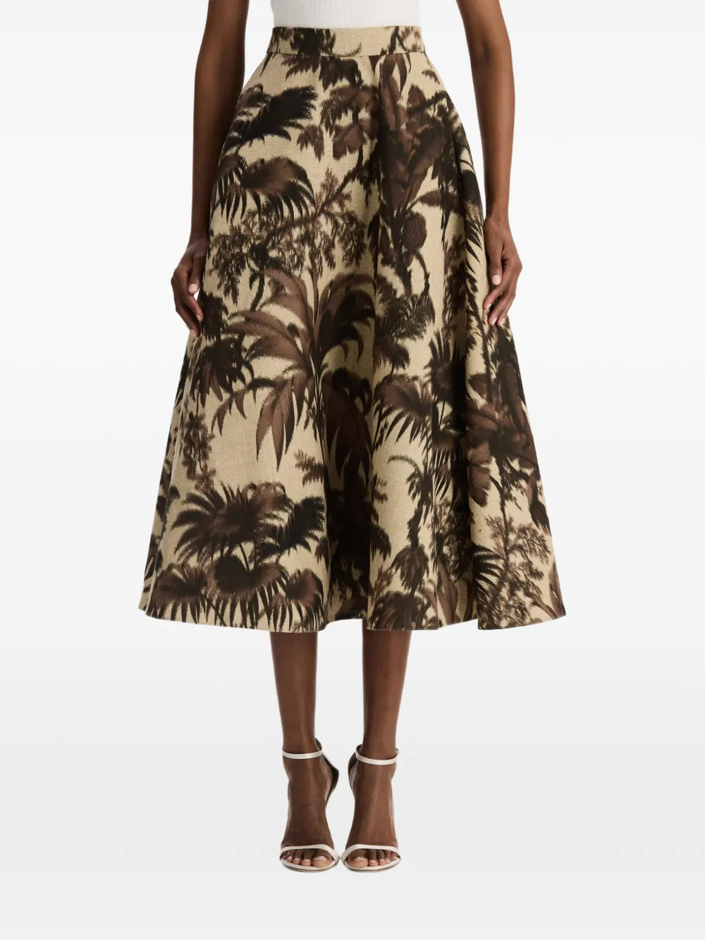 Oscar de la Renta Chiné rok met palmblad Beige