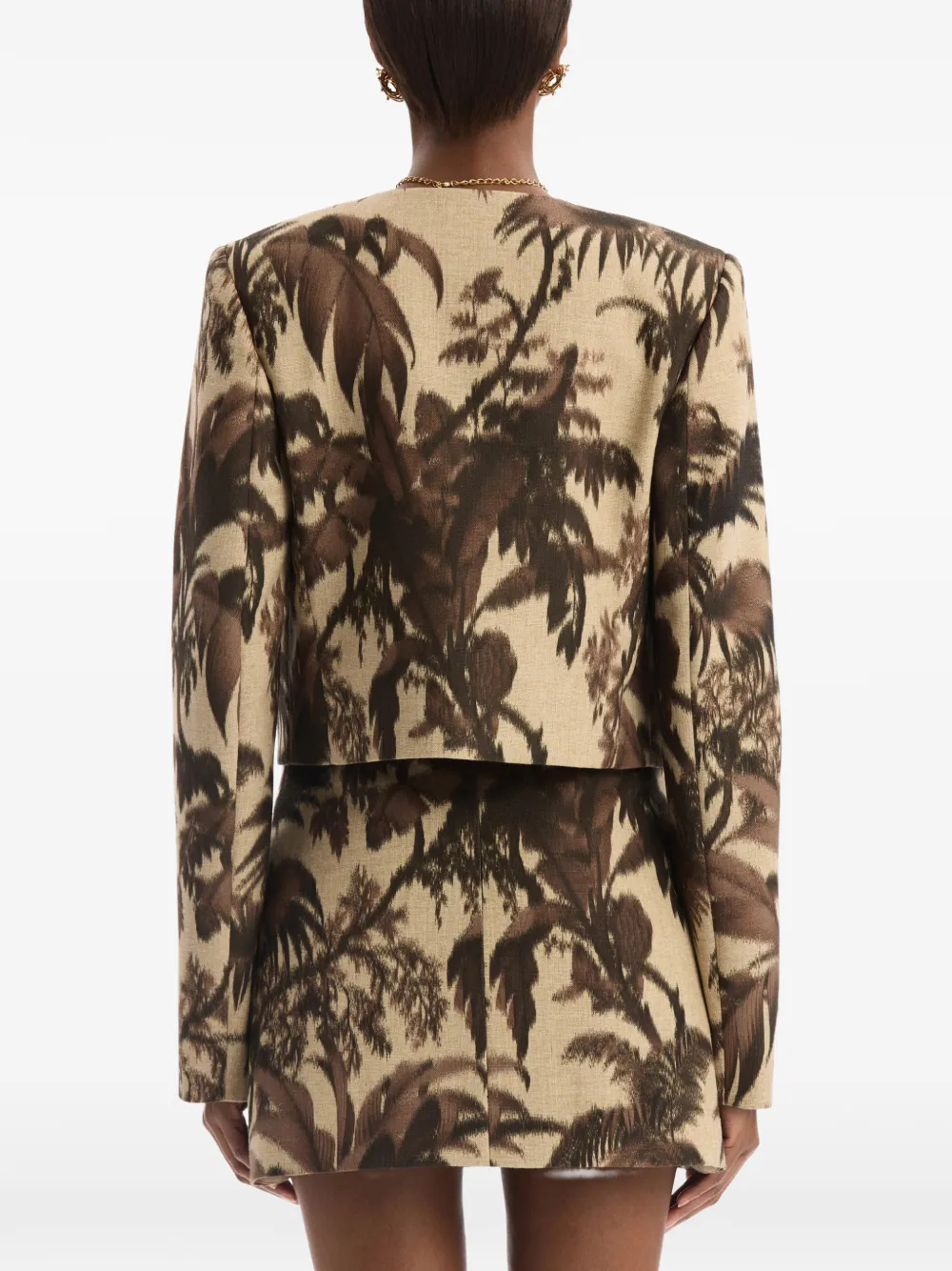 Oscar de la Renta Chiné jack met palmbladeren Beige