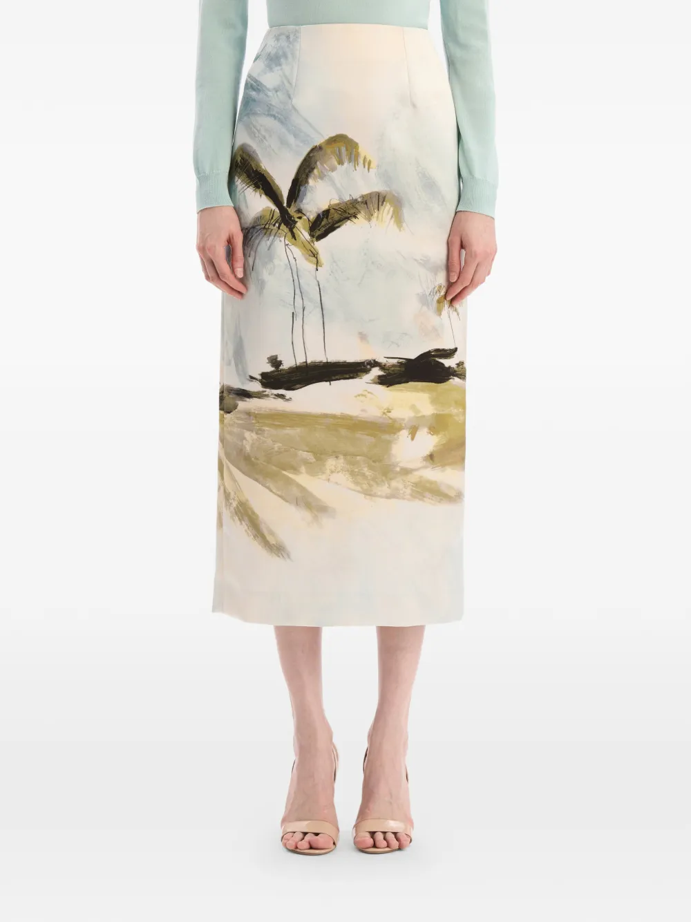 Oscar de la Renta Dominican Landscape pencil-rok Beige