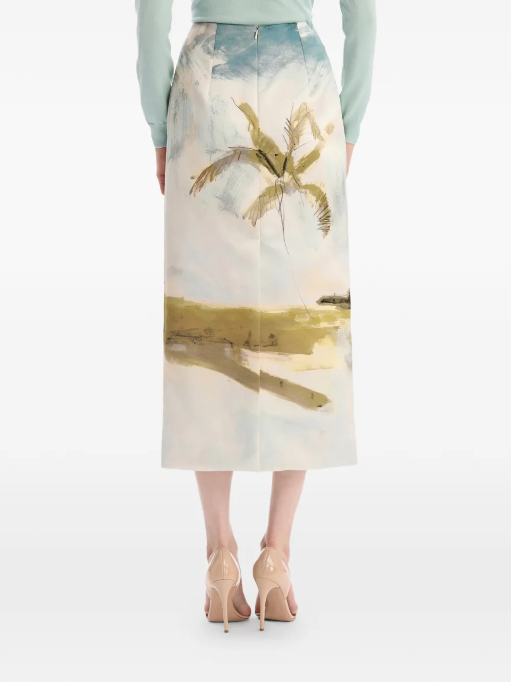 Oscar de la Renta Dominican Landscape pencil-rok Beige