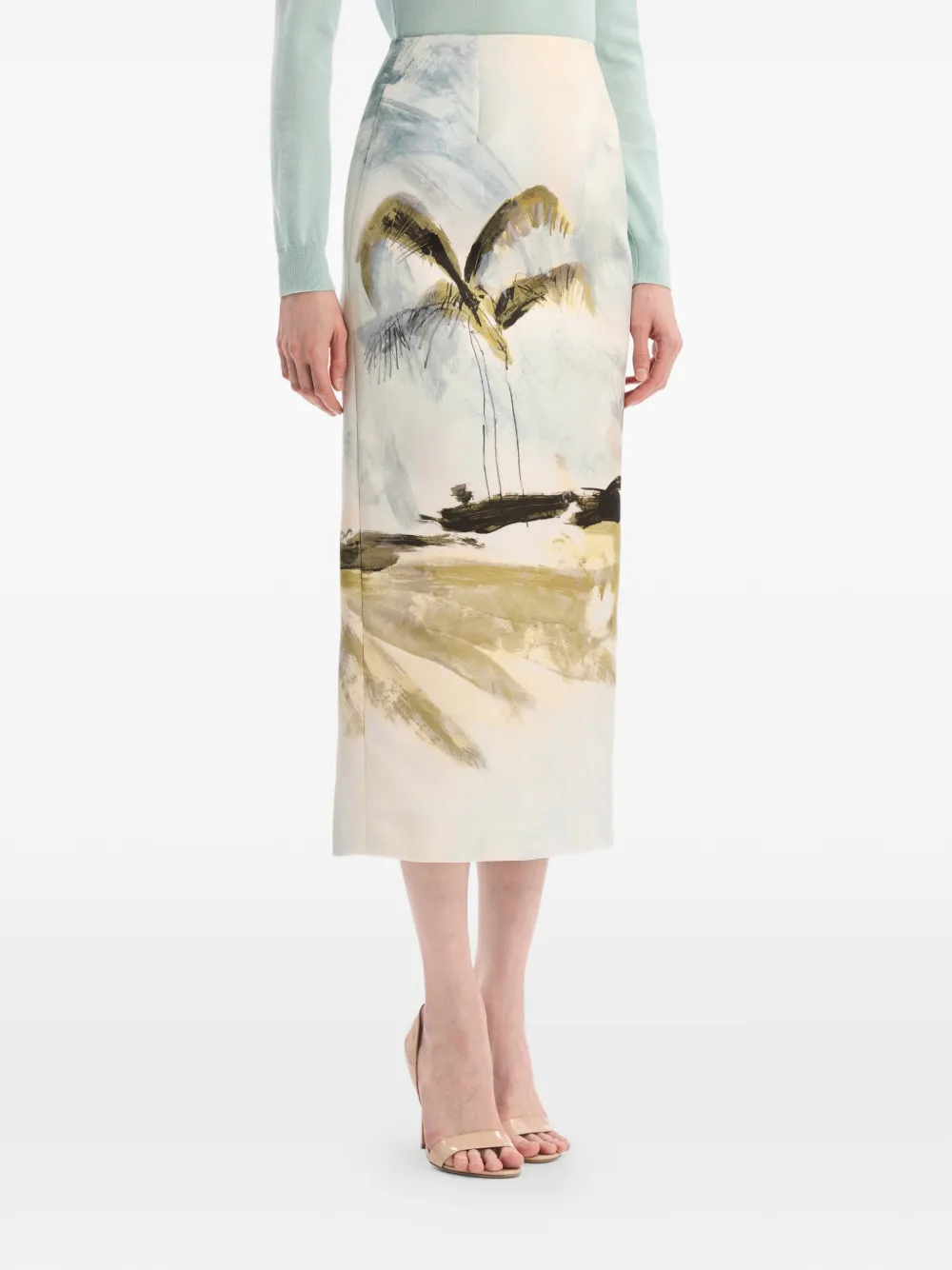Oscar de la Renta Dominican Landscape pencil-rok Beige