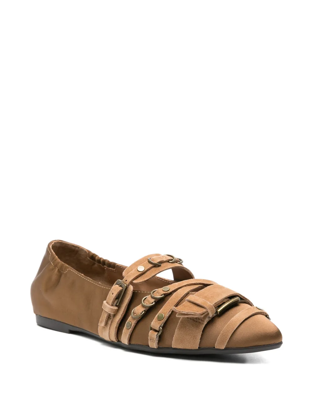 Ash buckled pointed-toe ballet flats Bruin