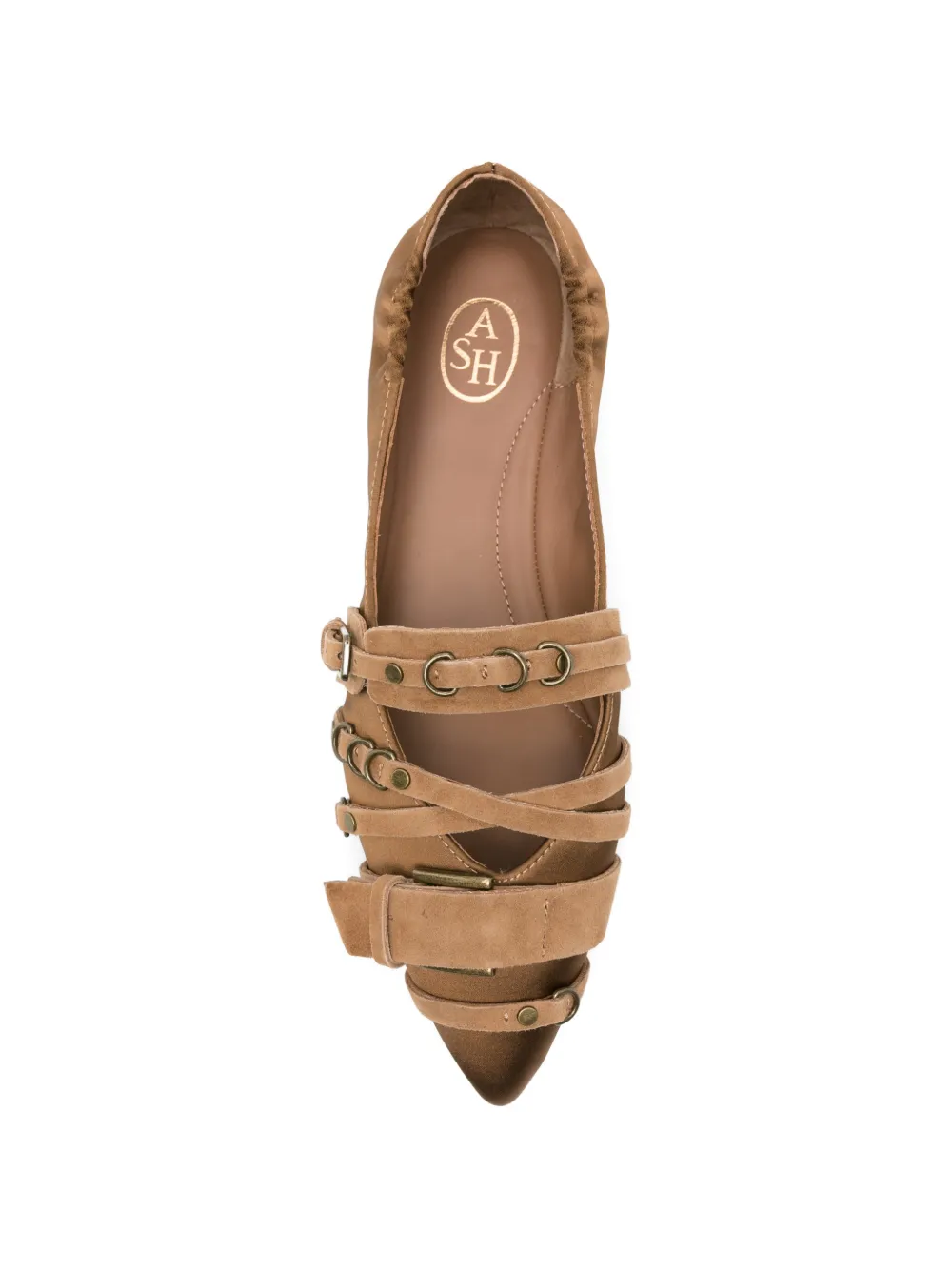 Ash buckled pointed-toe ballet flats Bruin