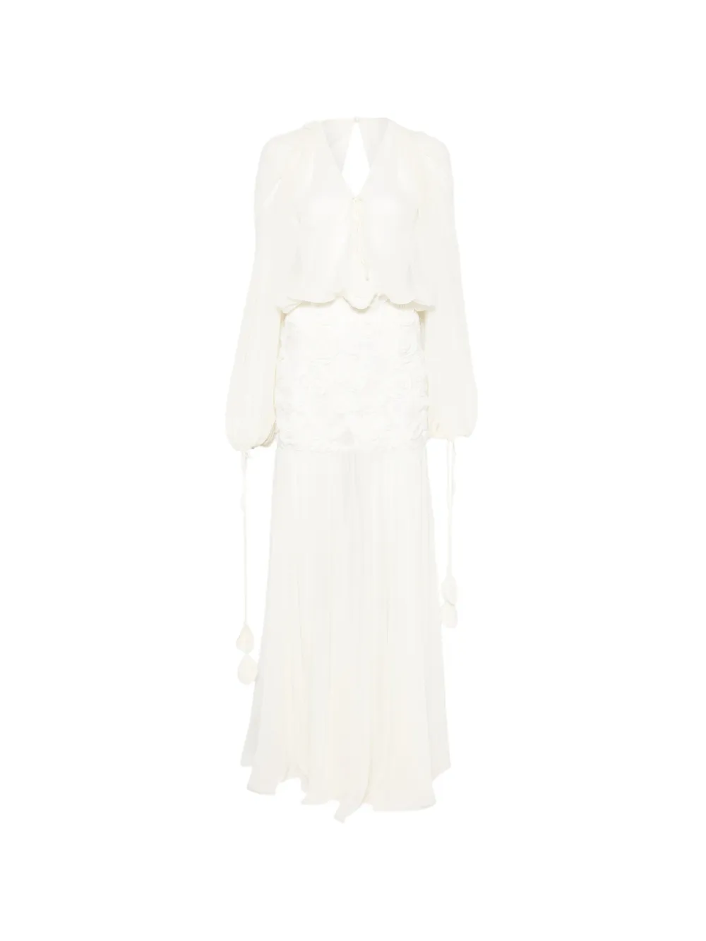 NISSA floral-appliqué maxi dress - Neutrals